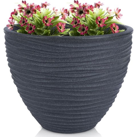 Doniczka ogrodowa plastikowa szara okrągła 39x31 cm VILDE 339438