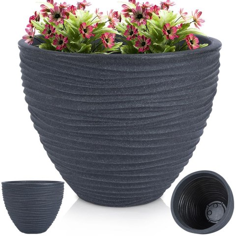 Doniczka ogrodowa plastikowa szara okrągła 39x31 cm VILDE 339438