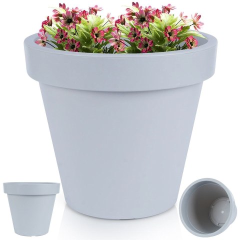 Doniczka ogrodowa plastikowa szara okrągła 39x35 cm VILDE 339425