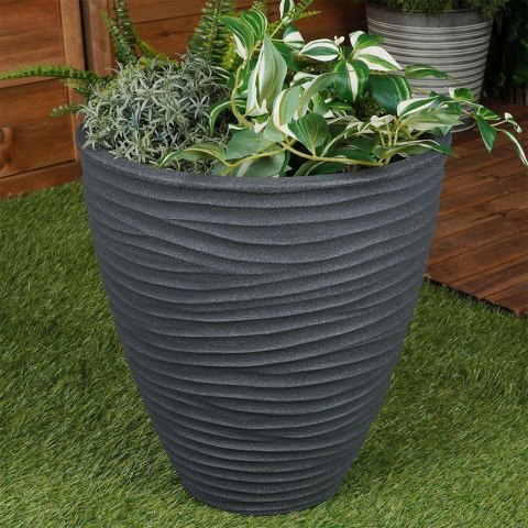 Doniczka ogrodowa plastikowa szara okrągła 39x41,5 cm VILDE 339440