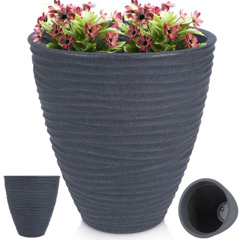 Doniczka ogrodowa plastikowa szara okrągła 39x41,5 cm VILDE 339440