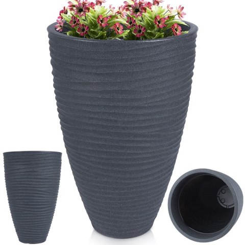 Doniczka ogrodowa plastikowa szara okrągła 39x60 cm VILDE 339442