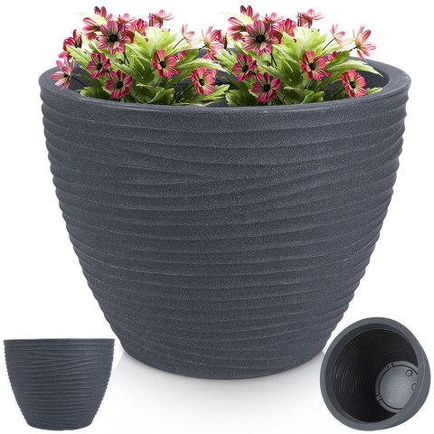 Doniczka ogrodowa plastikowa szara okrągła 48,5x37,5 cm VILDE 339444