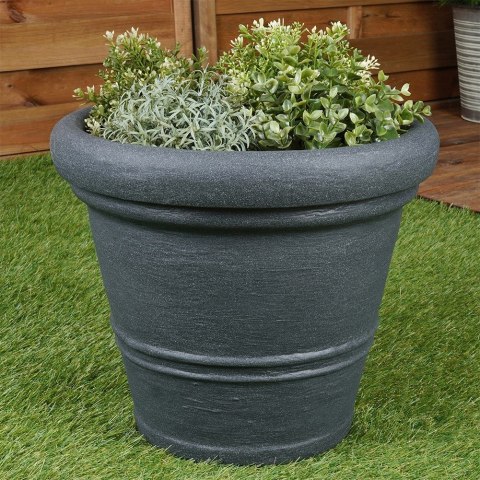 Doniczka ogrodowa plastikowa szara okrągła 52x43 cm VILDE 339432