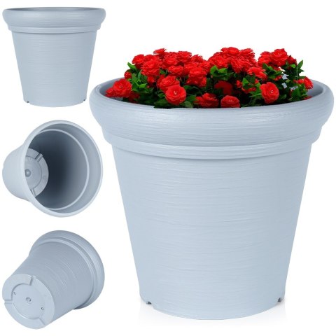 Doniczka ogrodowa plastikowa szara okrągła duża 38x34 cm VILDE 339500