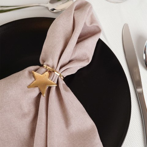 Obrączki pierścienie na serwetki metalowe złote gwiazdki 4cm 4 sztuki VILDE 139229