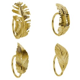 Obrączki pierścienie na serwetki metalowe złote liście 4.5cm 4 sztuki VILDE 139081
