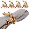 Obrączki pierścienie na serwetki metalowe złote renifery 4cm 4 sztuki VILDE 139226