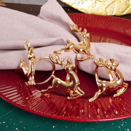 Obrączki pierścienie na serwetki metalowe złote renifery 4cm 4 sztuki VILDE 139226