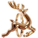 Obrączki pierścienie na serwetki metalowe złote renifery 4cm 4 sztuki VILDE 139226