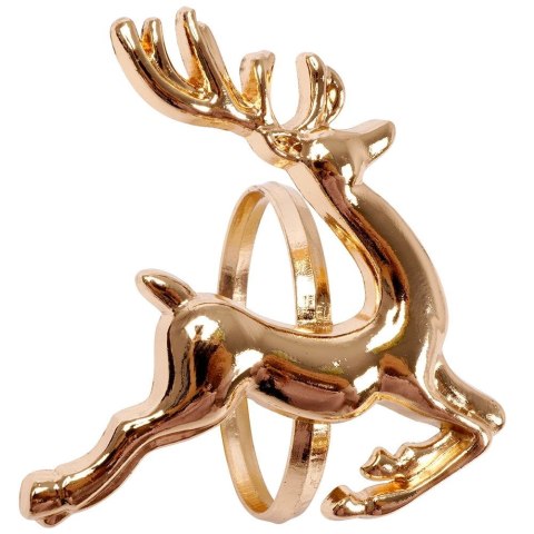Obrączki pierścienie na serwetki metalowe złote renifery 4cm 4 sztuki VILDE 139226