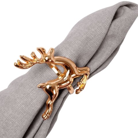 Obrączki pierścienie na serwetki metalowe złote renifery 4cm 4 sztuki VILDE 139226