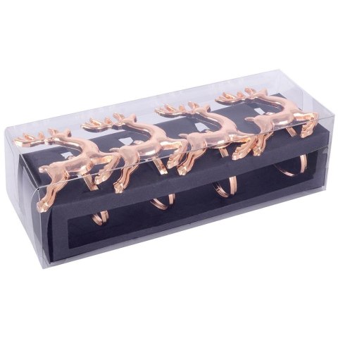 Obrączki pierścienie na serwetki metalowe złote renifery 4cm 4 sztuki VILDE 139226