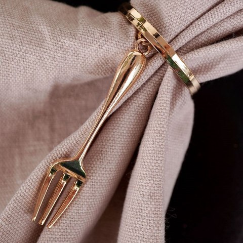 Obrączki pierścienie na serwetki metalowe złote sztućce 4cm 4 sztuki VILDE 139231