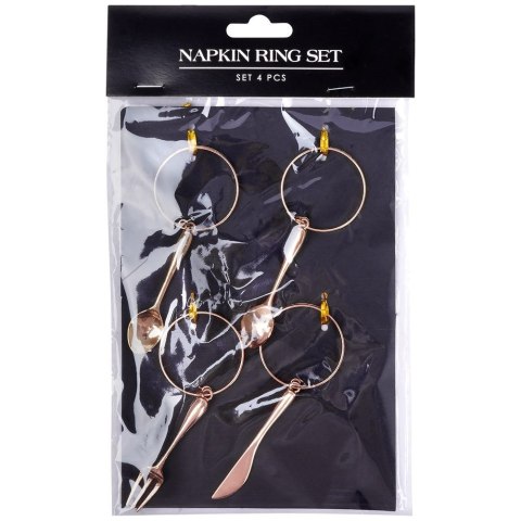 Obrączki pierścienie na serwetki metalowe złote sztućce 4cm 4 sztuki VILDE 139231