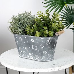 Osłonka na doniczkę metalowa kwiatki mała podłużna 29,5 cm VILDE 339415