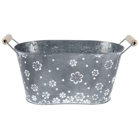 Osłonka na doniczkę metalowa kwiatki mała podłużna 29,5 cm VILDE 339415