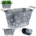 Osłonka na doniczkę metalowa kwiatki mała podłużna 29,5 cm VILDE 339415