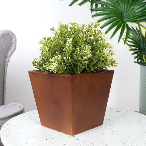 Osłonka na doniczkę metalowa mała z efektem rdzy 15 cm VILDE 339413-M