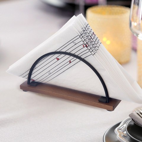 Serwetnik drewniany metalowy na serwetki na stół czarny RADKA 16x5x8cm ORION 154319