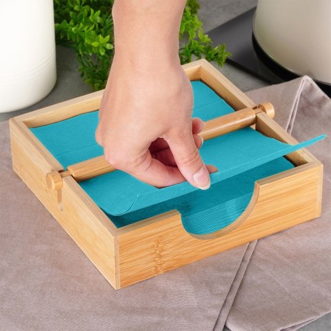 Serwetnik drewniany stojak na serwetki pojemnik organizer 20.5x18.5x5cm HIT 139638