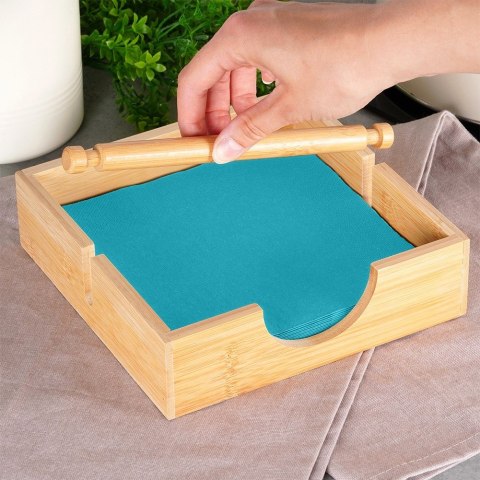 Serwetnik drewniany stojak na serwetki pojemnik organizer 20.5x18.5x5cm HIT 139638