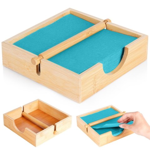 Serwetnik drewniany stojak na serwetki pojemnik organizer 20.5x18.5x5cm HIT 139638