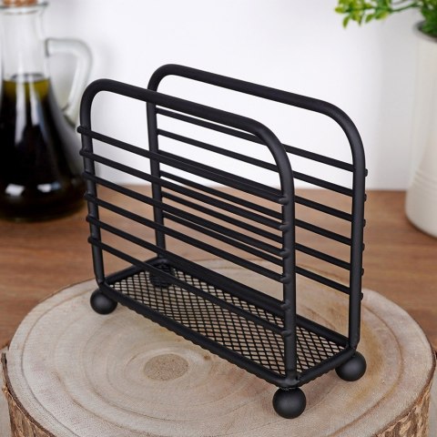 Serwetnik metalowy stojak na serwetki organizer pojemnik czarny 11.5x10cm VILDE 139317
