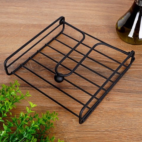 Serwetnik metalowy stojak na serwetki organizer pojemnik czarny 19x19.5cm VILDE 139316