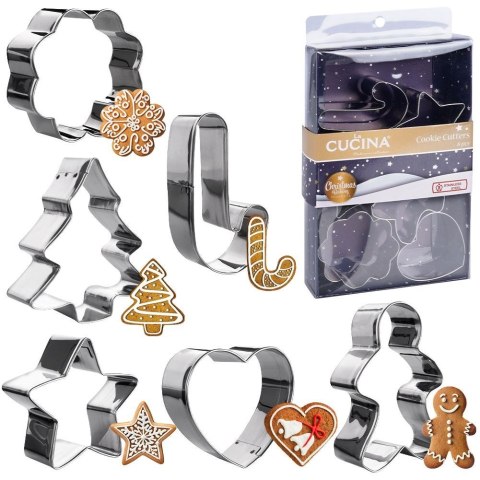 Wykrawacze do ciastek stalowe Boże Narodzenie 7,5 cm 6 ele. LA CUCINA 121112