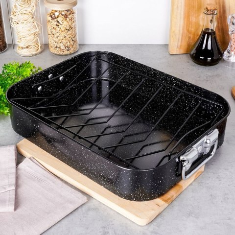 Brytfanna granitowa do piekarnika brytfanka prostokątna z rusztem NATURE 8L 42x32x8cm NAVA 10-103-168