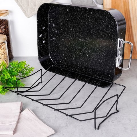 Brytfanna granitowa do piekarnika brytfanka prostokątna z rusztem NATURE 8L 42x32x8cm NAVA 10-103-168