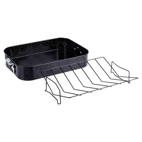 Brytfanna granitowa do piekarnika brytfanka prostokątna z rusztem NATURE 8L 42x32x8cm NAVA 10-103-168