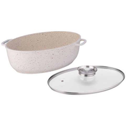 Brytfanna granitowa do piekarnika brytfanka z pokrywką owalna TERRESTRIAL 8L 39.5x26.5cm NAVA 10-128-112