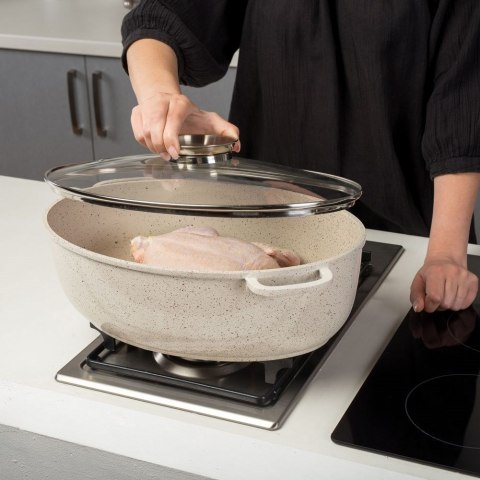 Brytfanna granitowa do piekarnika brytfanka z pokrywką owalna TERRESTRIAL 8L 39.5x26.5cm NAVA 10-128-112