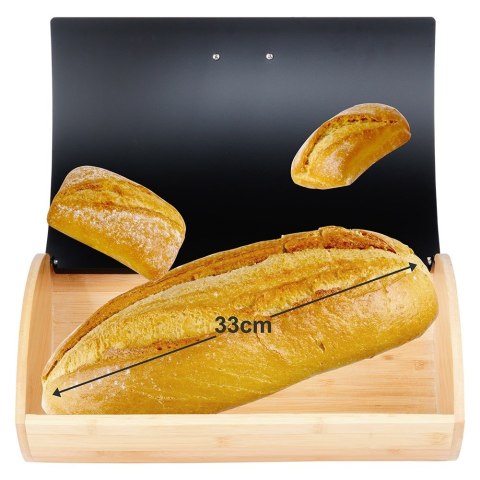 Chlebak drewniany metalowy czarny 35.5x24.5x15.5cm VILDE 259617