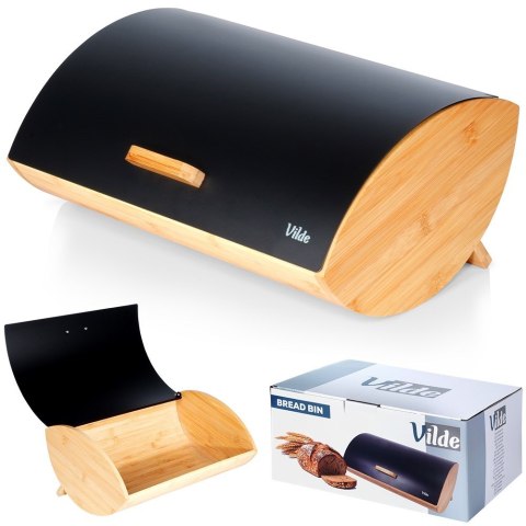 Chlebak drewniany metalowy czarny 35.5x24.5x15.5cm VILDE 259617