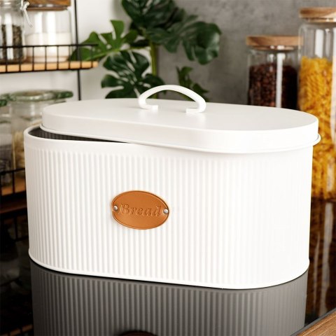 Chlebak metalowy pojemnik na chleb pieczywo biały 35.5x19.5x18.5cm VILDE 259193