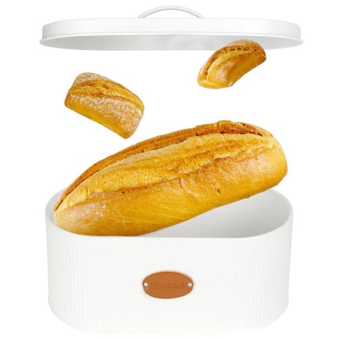 Chlebak metalowy pojemnik na chleb pieczywo biały 35.5x19.5x18.5cm VILDE 259193