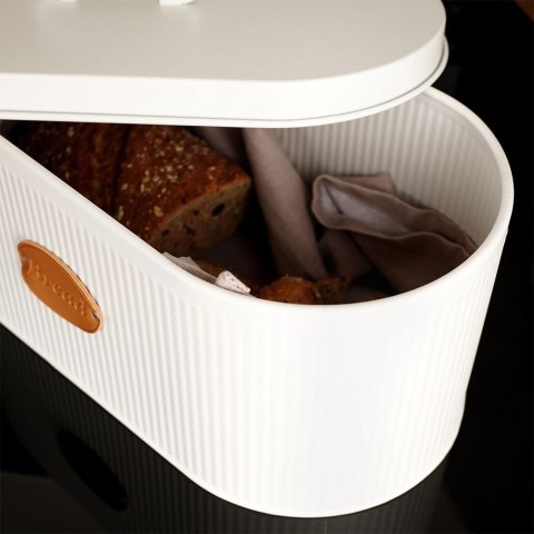 Chlebak metalowy pojemnik na chleb pieczywo biały 35.5x19.5x18.5cm VILDE 259193