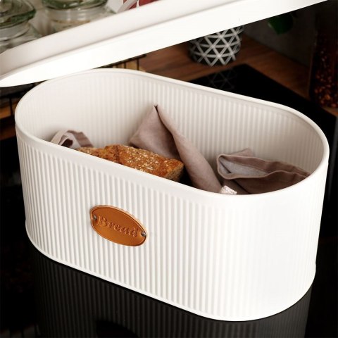 Chlebak metalowy pojemnik na chleb pieczywo biały 35.5x19.5x18.5cm VILDE 259193