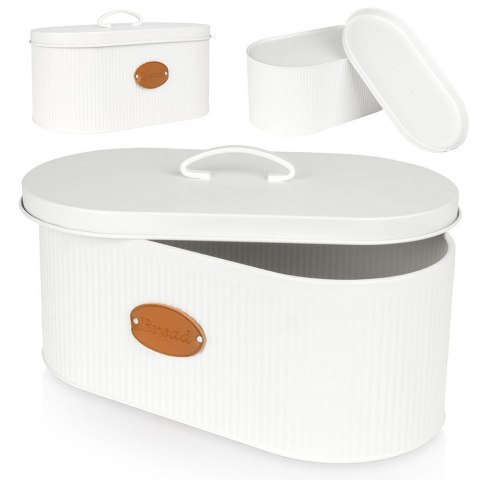 Chlebak metalowy pojemnik na chleb pieczywo biały 35.5x19.5x18.5cm VILDE 259193