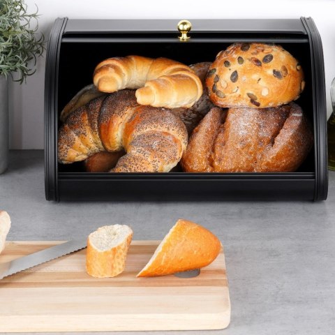 Chlebak metalowy pojemnik na chleb pieczywo czarny 30x26.5x17cm VILDE 259621