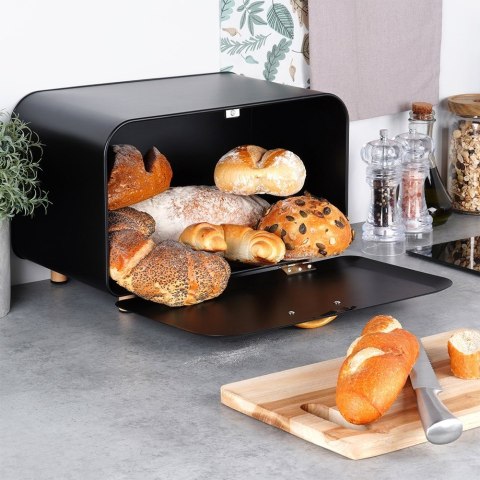 Chlebak metalowy pojemnik na chleb pieczywo czarny mały 35.5x21x23.5cm VILDE 259618