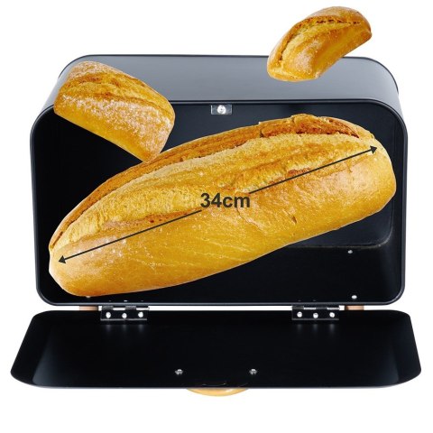 Chlebak metalowy pojemnik na chleb pieczywo czarny mały 35.5x21x23.5cm VILDE 259618