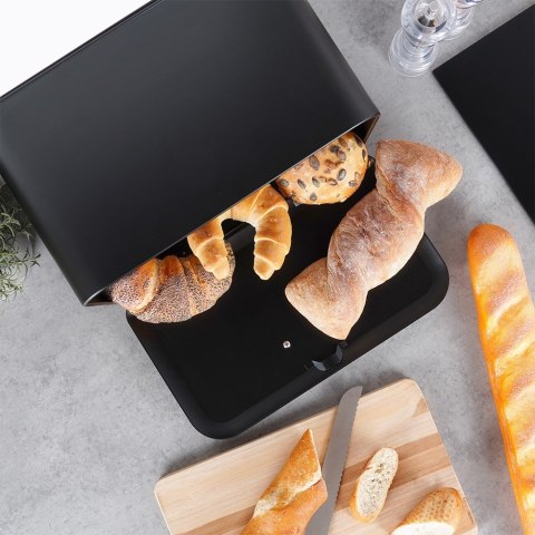 Chlebak metalowy pojemnik na chleb pieczywo czarny mały 35.5x21x23.5cm VILDE 259618