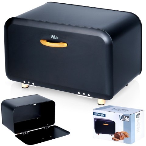 Chlebak metalowy pojemnik na chleb pieczywo czarny mały 35.5x21x23.5cm VILDE 259618