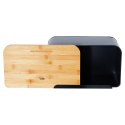Chlebak metalowy pojemnik na chleb pieczywo z deską bambusową czarny 35x22x20.5cm VILDE 259613