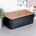 Chlebak metalowy pojemnik na chleb pieczywo z deską drewnianą czarny 33.5x18.5x12.5cm VILDE 259623