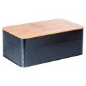 Chlebak metalowy pojemnik na chleb pieczywo z deską drewnianą czarny 33.5x18.5x12.5cm VILDE 259623